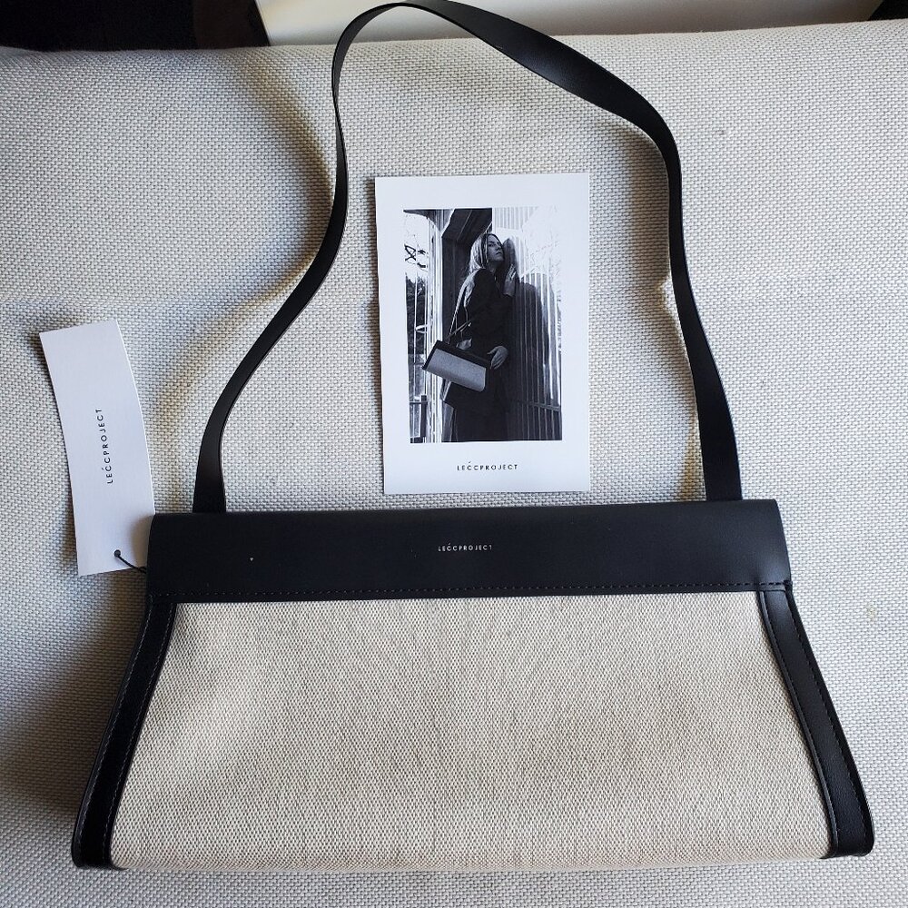 Lecc Project Log Top Canvas Bag  Small Canvas/ Black Leather